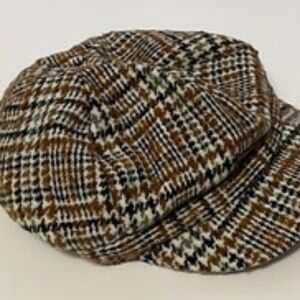 anthropologie OS womens Newsboy Cap Brown Multi Y2K Preppy